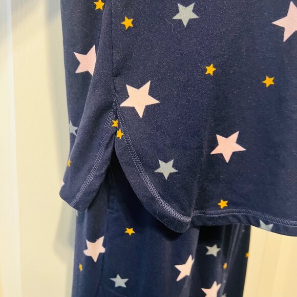 Simply Vera Verawang Sz. Small-Pajama Long Sleeve Set-1/4 Button up -Navy/Pink - Picture 5 of 15